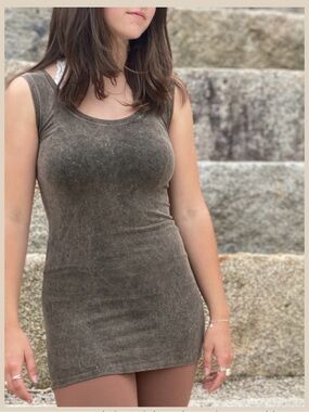 Algelrox Sleeveless Mini Bodycon Dress in Washed Brown